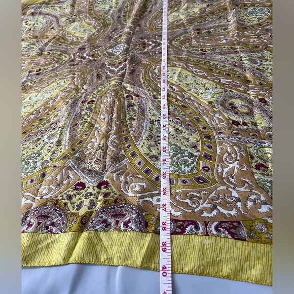 Used Art Silk Print  Scarf Casual Woman Yellow - Picture 5 of 12